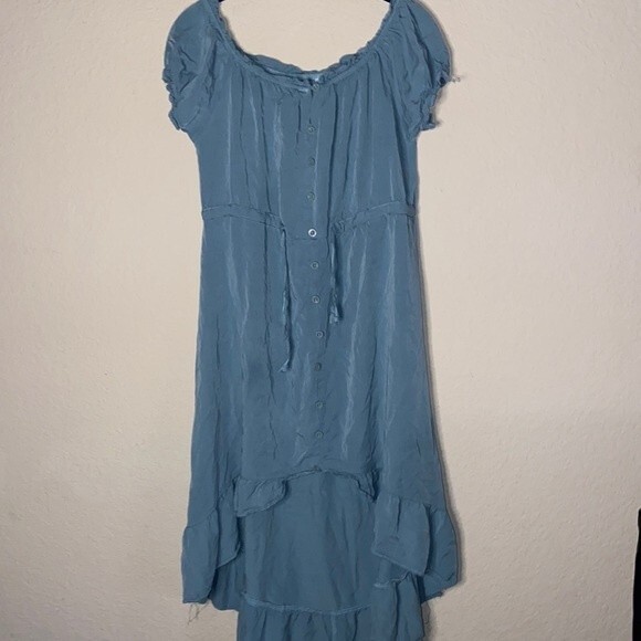peasant praire baby doll ruffle high low small women’s dress button - Picture 1 of 9